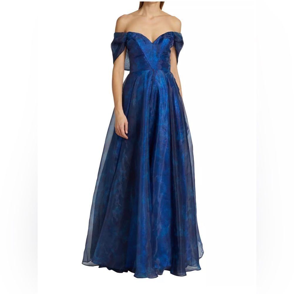 Rene Ruiz Collection Metallic Off-The-Shoulder Gown size 2